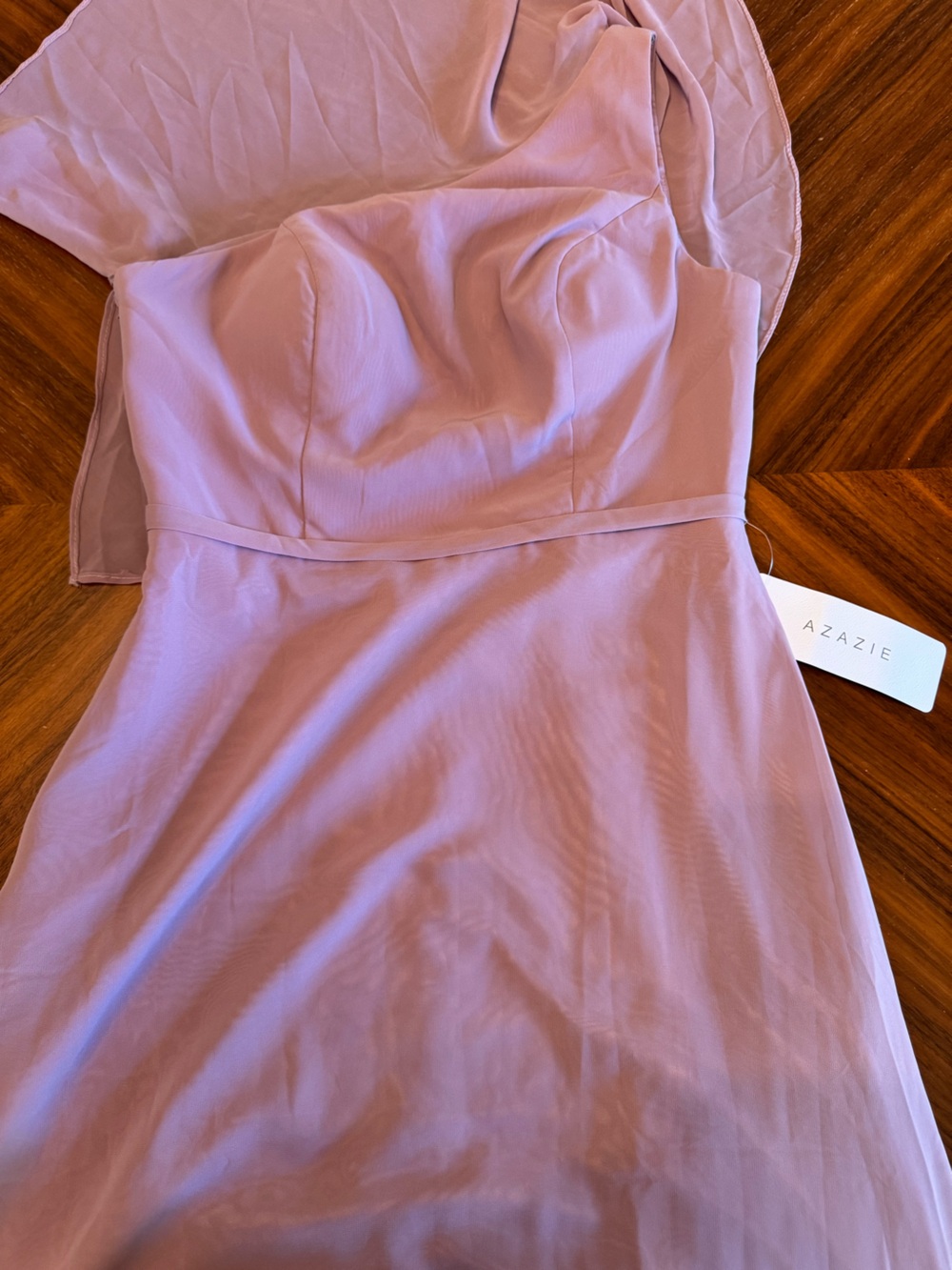 Azazie Mauve One Shoulder Gown Size 8 NWT Formal Wedding Guest Dress - Picture 7 of 11
